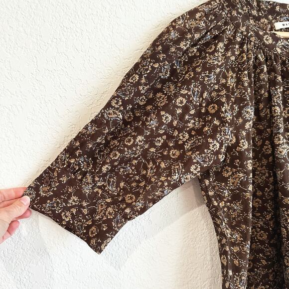 Masscob Womens Rothera Top XS Floral Cotton Cottagecore Boho Peasant Designer - Picture 4 of 10